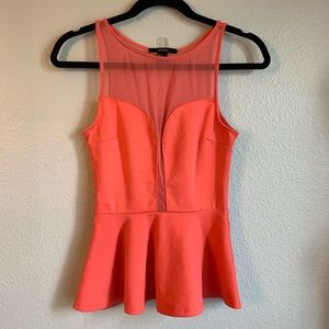 Forever21 Coral Sleeveless Peplum Top A02